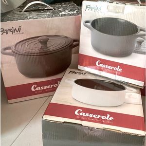 Flameproof Ceramic Pots w/ Lids. Set of 3